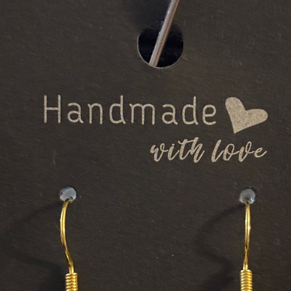 Handmade Chick Earrings with Green and Yellow Beads - Picture 2 of 3